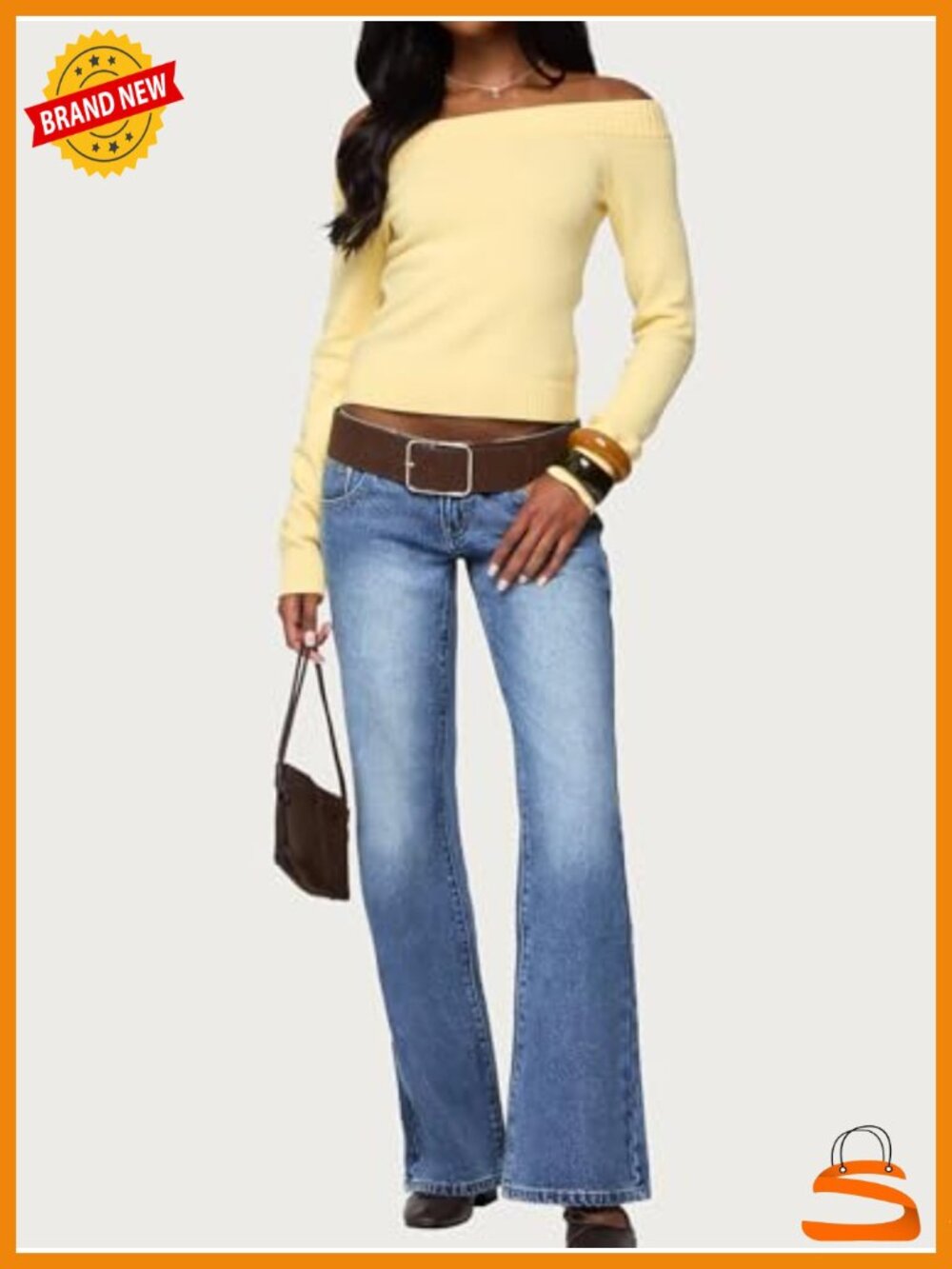 Low Rise Stretch Flare Jeans, Trendy Bell Bottom Bootcut Denim Pants - Picture 5 of 6